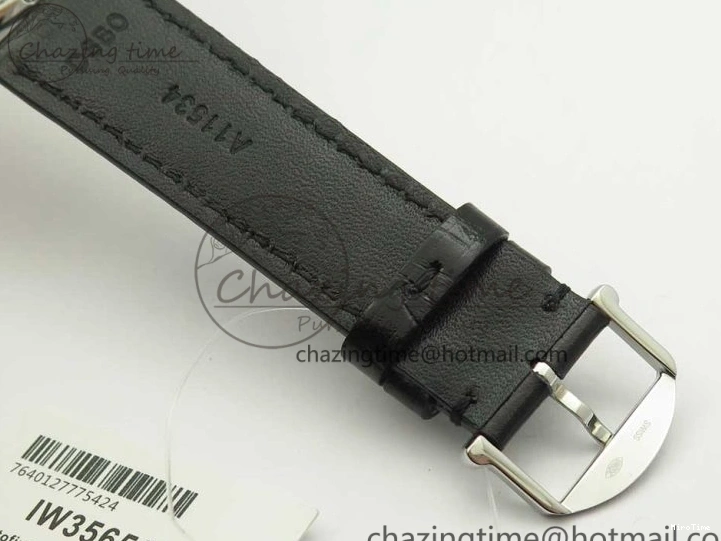 MIROTIME 0808 Portofino Automatic SS FKF 1:1 Best Edition White Dial RG Markers on Black Leather Strap A Stretchable 7141